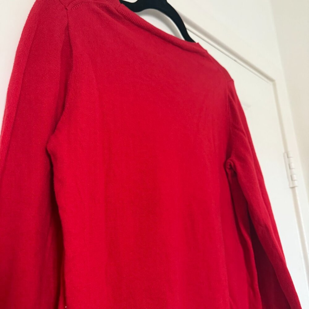 J Crew Teddie Sweater Medium Dalmatian Dog Print Red Classic Novelty Print - Picture 11 of 15